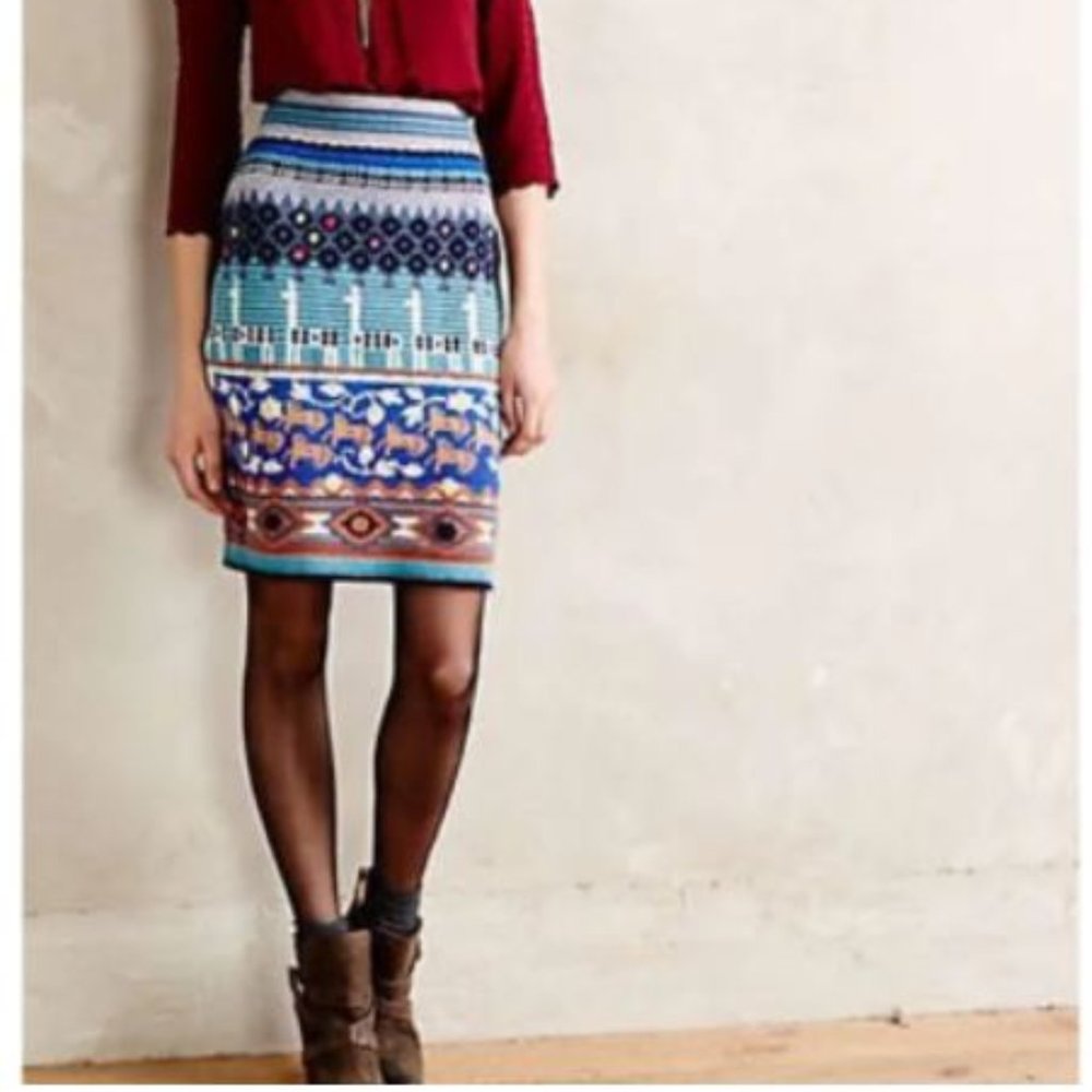 Anthropologie Monogram Llama Line Sweater Skirt